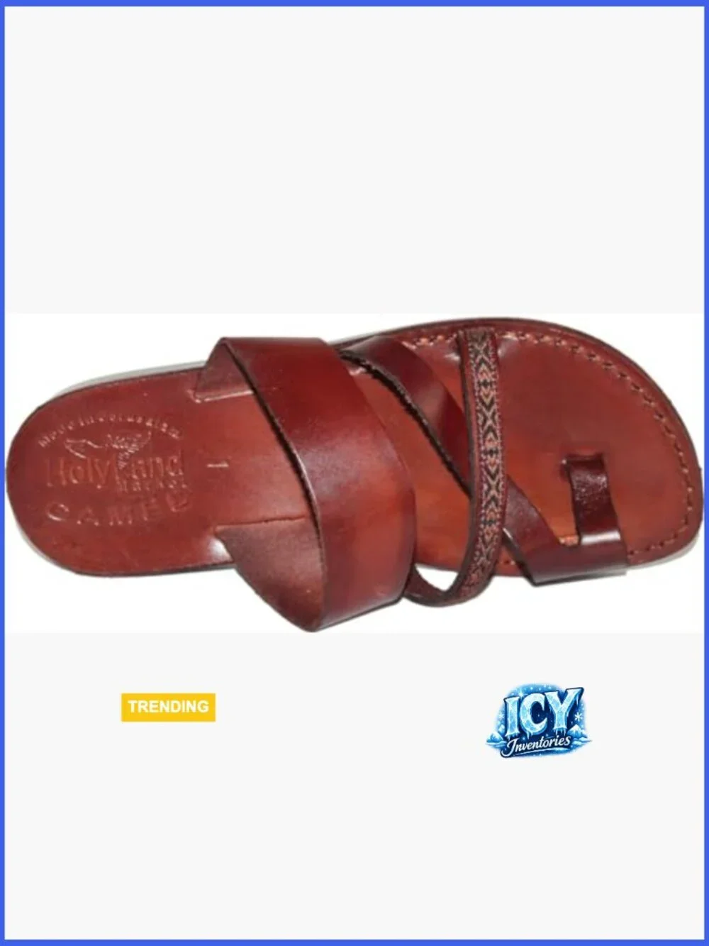 Biblical Leather Embroidered Slide Sandals Handmade in Jerusalem